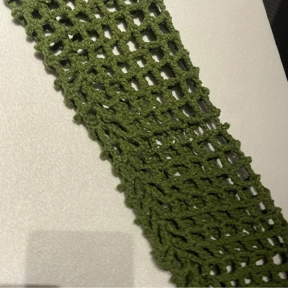 Handmade Green Crochet Long Sleeve Shrug Bohemian Beachy Coastal - Picture 6 of 7